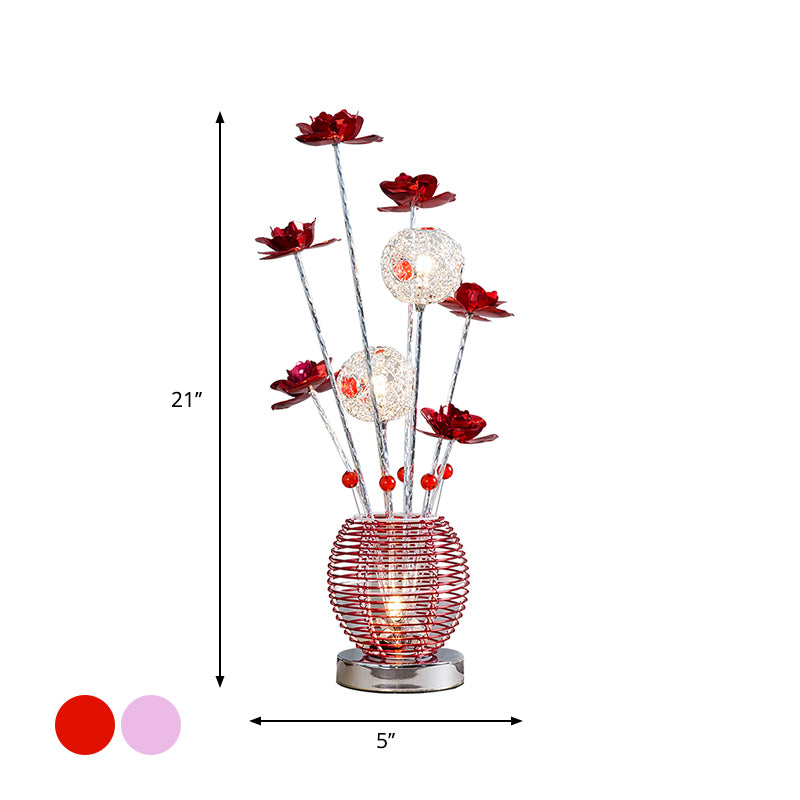 Table rose rose / rouge Light Decorative Aluminium Sphérique décoratif lampe de chevet pour chambre à coucher
