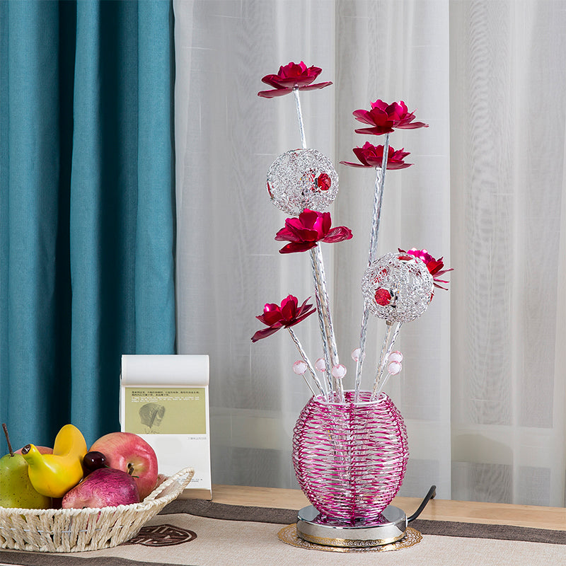 Table rose rose / rouge Light Decorative Aluminium Sphérique décoratif lampe de chevet pour chambre à coucher