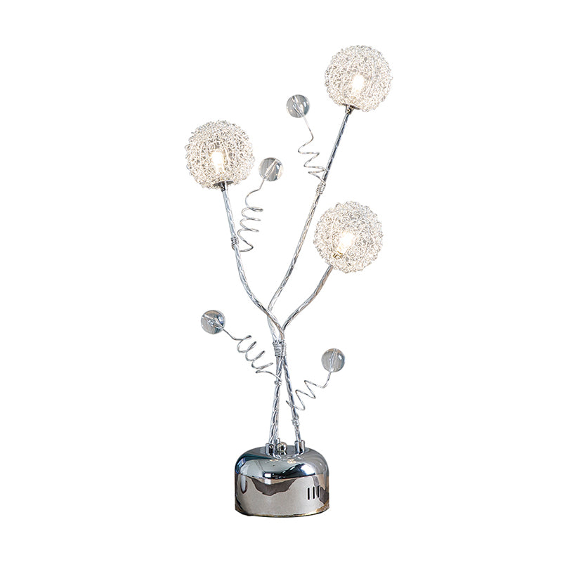 Lampe en métal argenté ramification de la lampe à LED décor night table de table avec pissenlit et détail modo