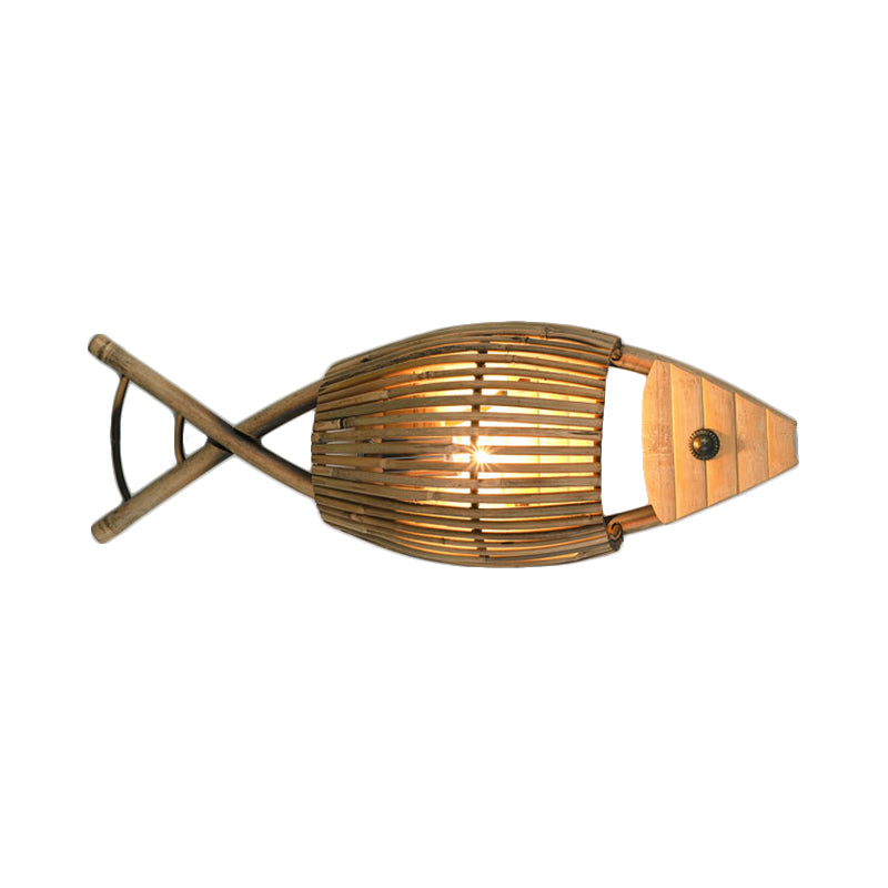 Style de style tropical Design Mur Moup Light Bamboo 1-Light Dining Room Sorpor Éclairage en bois