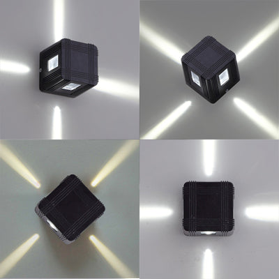 Aluminum Cubic Shade Sconce Wall Light Contemporary Stylish LED Black Wall Lamp in White/Warm Lighting