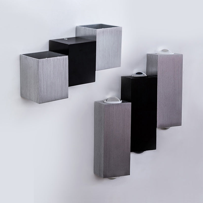 Cubic Wall Sconce Modern Style Aluminum LED Gray Wall Washer Lamp in Warm/White Lighting for Porch