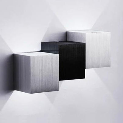 Cubic Wall Sconce Modern Style Aluminum LED Gray Wall Washer Lamp in Warm/White Lighting for Porch