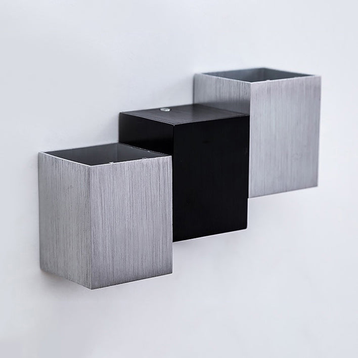 Disconce da parete cubica Stile moderno in alluminio LED Grey Wall Washer Lampada in illuminazione calda/bianca per portico