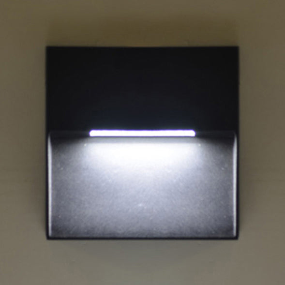 LED Porch Wall Sconce Lamp with Round/Rectangle Aluminum Shade Black Sconce Lighting in White/Warm Light