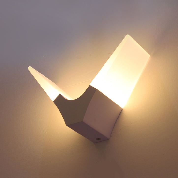 V-Shaped Sconce Light Fixture Simple Acrylic LED White Wall Mount Light in Warm/White Light