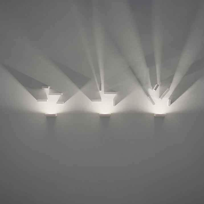 Lumière de garde murale rectangulaire blanche Style simpliste de style 1/2 Light Light Metallic Pince pour escalier