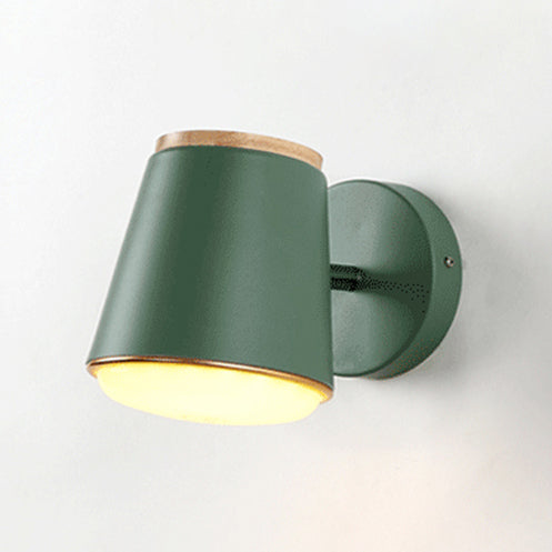 Tapered Wall Light Fixture Macaron Metal 1 Light Sconce Light in Pink/Grey/Green for Bedroom