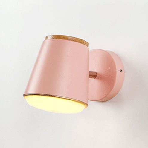 Tapered Wall Light Fixture Macaron Metal 1 Light Sconce Light in Pink/Grey/Green for Bedroom