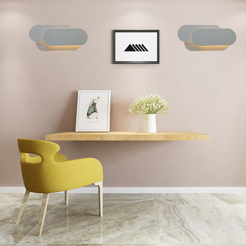 Illuminazione a parete con sfumatura a sfumatura ovale in metallo semplice Luce da parete a LED LED LAD COLDA/BIANCA IN GRIGIONE PER CAMERA