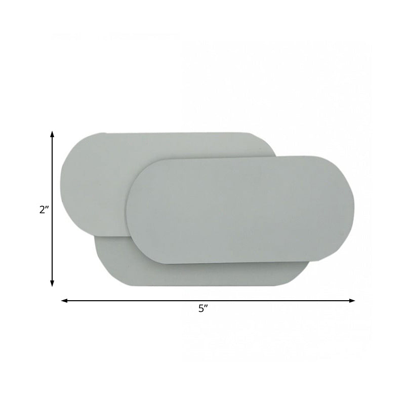 Illuminazione a parete con sfumatura a sfumatura ovale in metallo semplice Luce da parete a LED LED LAD COLDA/BIANCA IN GRIGIONE PER CAMERA