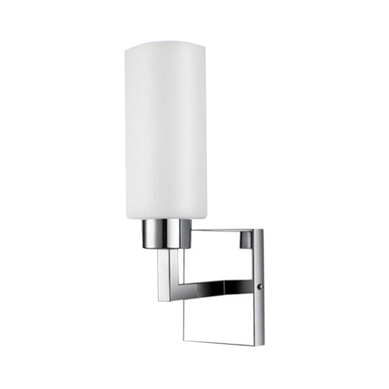 Applexion murale en verre de lait rectangulaire Moderniste 1 Lumière luminaire murale chromée pour le bureau