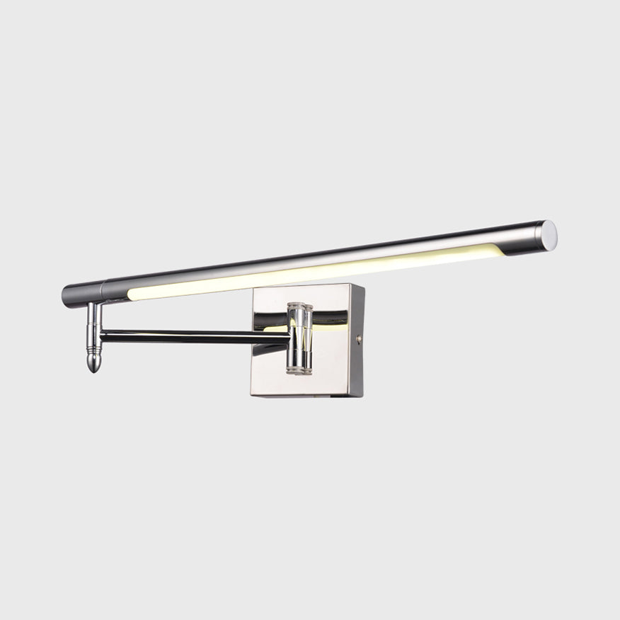 Mini Zylinder Metallic Eitelkeit Licht moderne LED Silber Verstellbare Wandleuchte mit rund/quadratischer Rückplatte in warm/weißer Beleuchtung