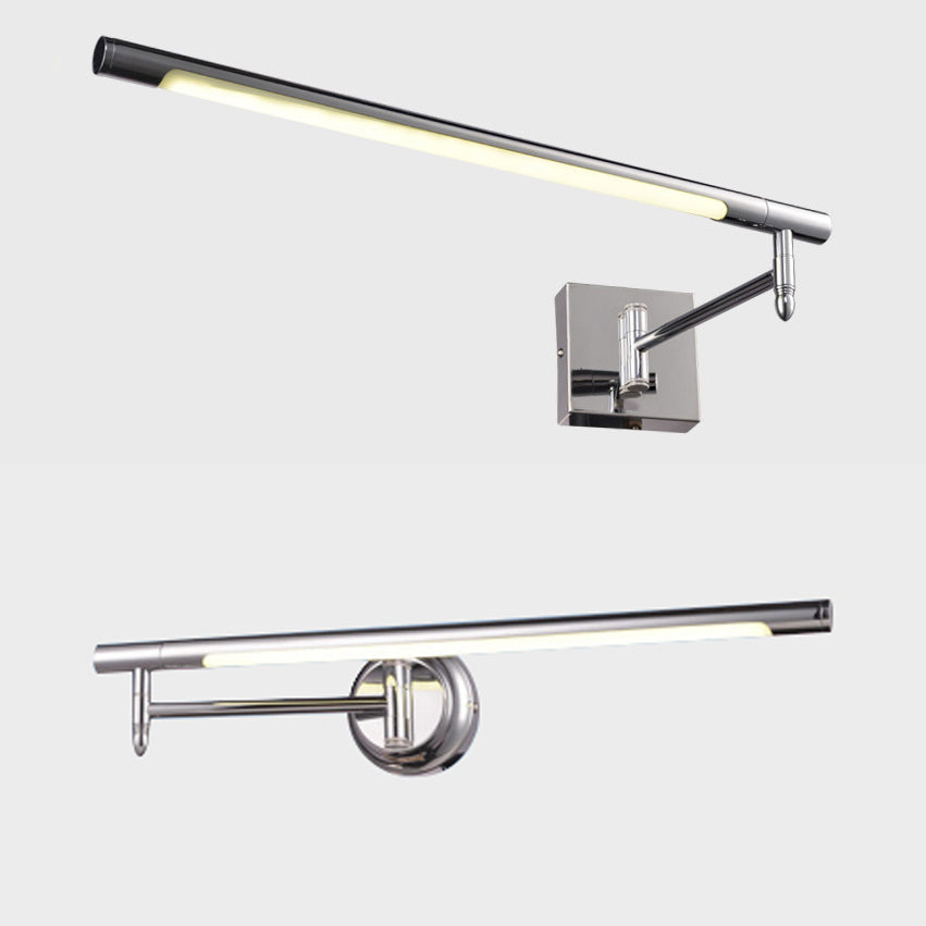 Mini Zylinder Metallic Eitelkeit Licht moderne LED Silber Verstellbare Wandleuchte mit rund/quadratischer Rückplatte in warm/weißer Beleuchtung