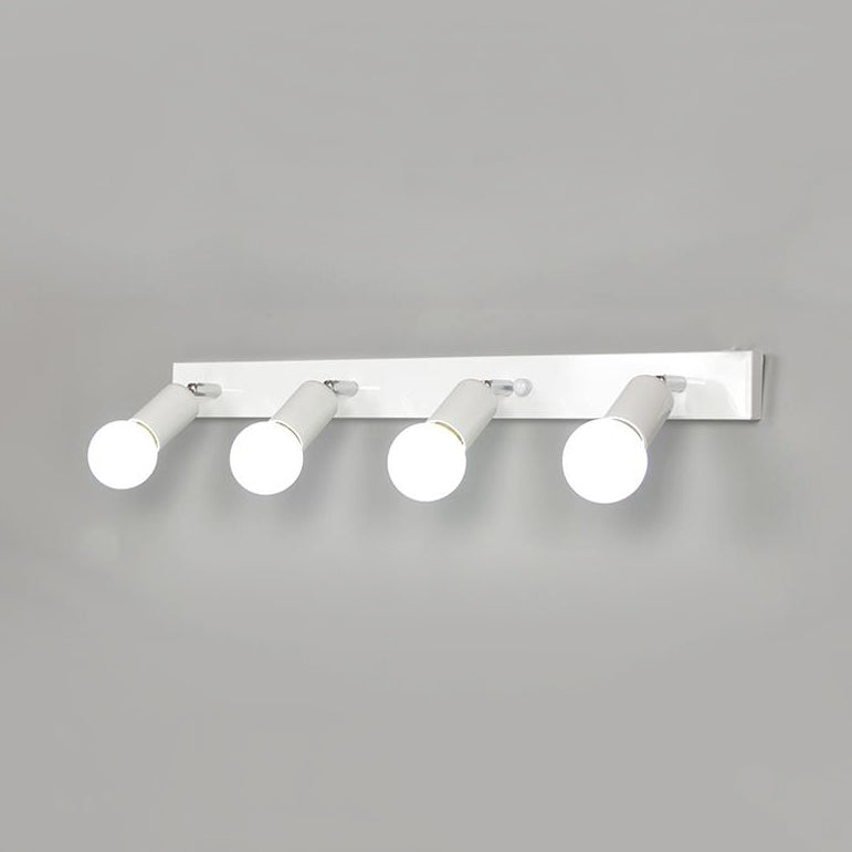 3/4 Heads Bedroom Vanity Lighting with Exposed Bulb Simple Style Metal Black/White Finish Wall Sconce Lamp