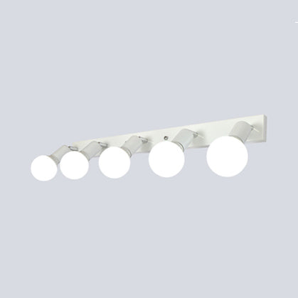 3/4 Heads Bedroom Vanity Lighting with Exposed Bulb Simple Style Metal Black/White Finish Wall Sconce Lamp
