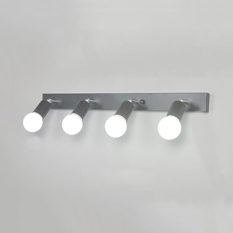 3/4 Heads Bedroom Vanity Lighting with Exposed Bulb Simple Style Metal Black/White Finish Wall Sconce Lamp
