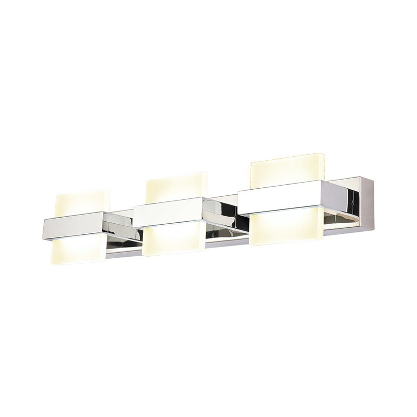 Square Vanity Wall Light Fixture Simple Acrylic LED 3/4 Lights Bathroom Mirror Lamp in White