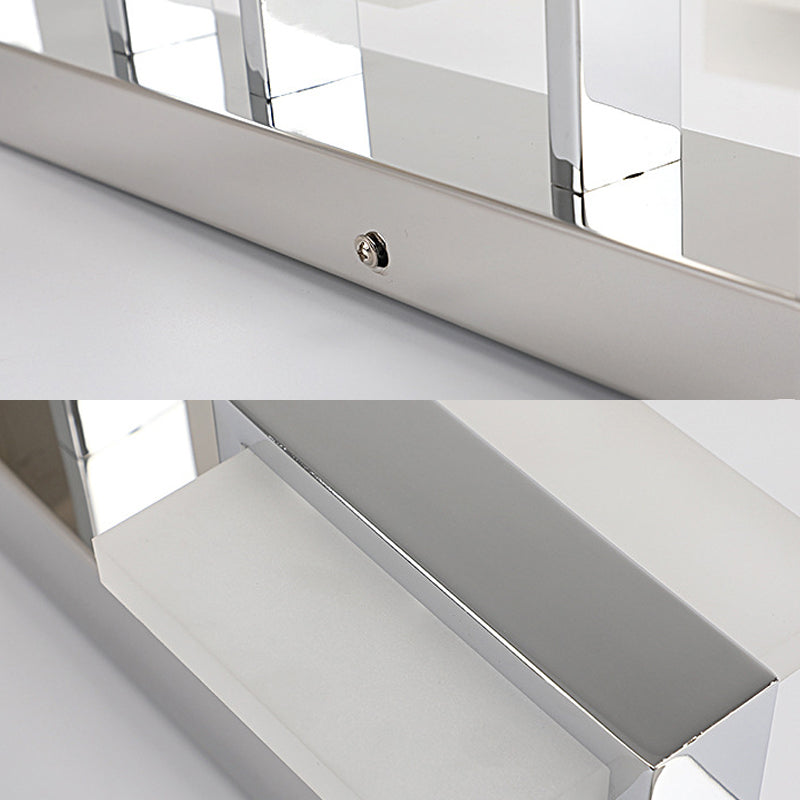 Square Vanity Wall Light Fixture Simple Acrylic LED 3/4 Lights Bathroom Mirror Lamp in White