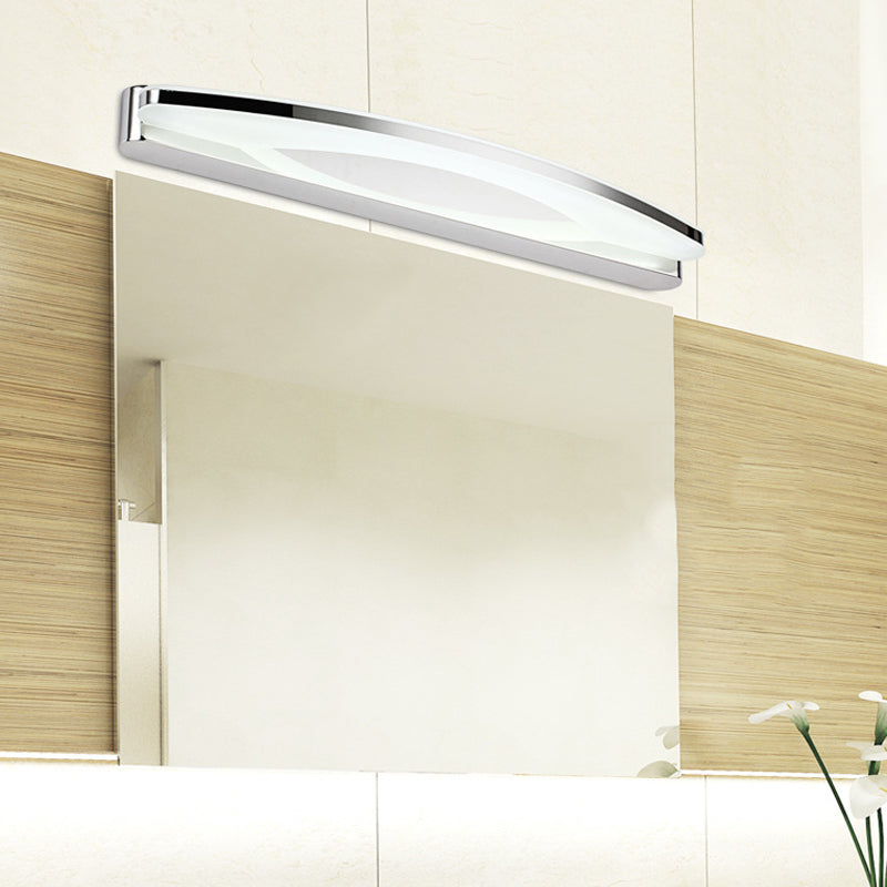 Modernism Slim Metal Vanity Lighting with Oval Shade 15"/21" Dia LED Wall Light Sconce in Chrome, Warm/White Light