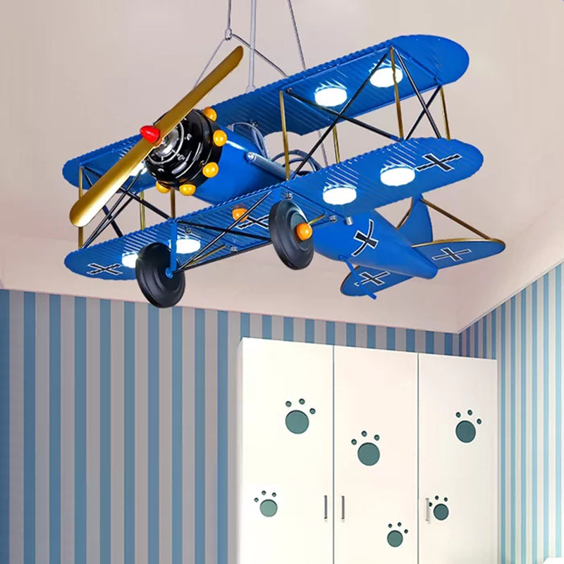 Lámpara de lámpara de lámpara grande 8 lámpara moderna con sombra de vidrio de leche y diseño de biplano para la habitación de los niños, L: 25 pulgadas W: 27.5in H: 8 pulgadas