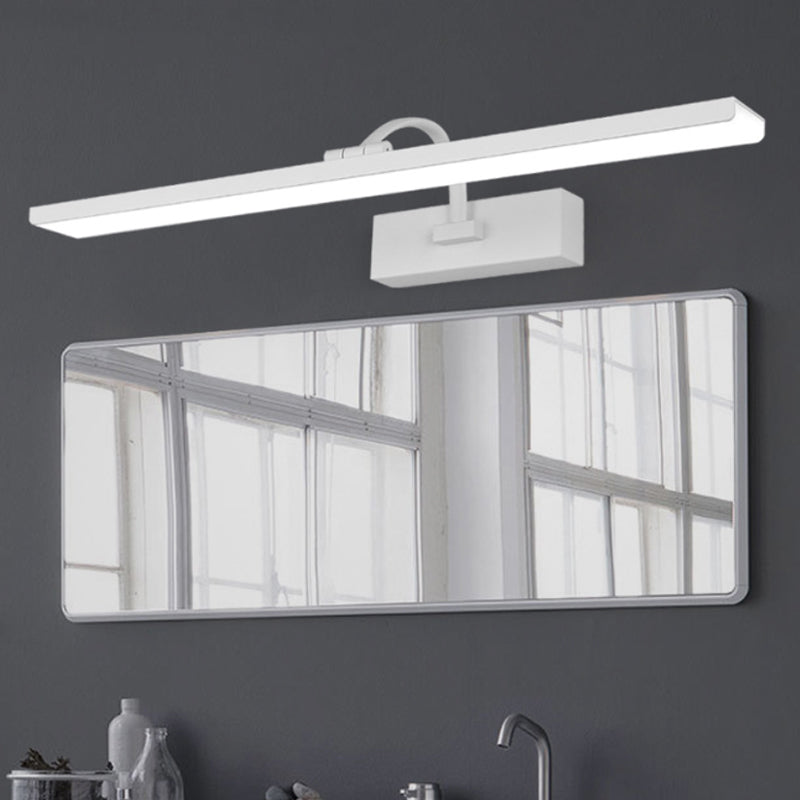 Weißes Rechteck Eitelkeit Wandleuchte moderne LED -Acrylwandmontage mit gebogenem Arm für Badezimmer, 16 "/24" W.