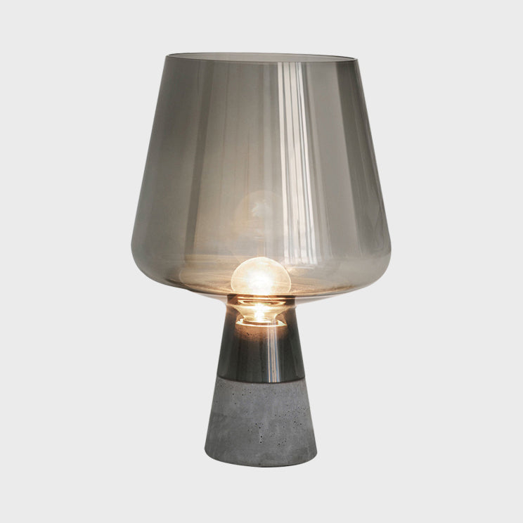 Open-Top Table Lamp Modern Grey/Brown/Clear Glass 1 Light Reading Night Table Light with Cement Base, 8"/10" Wide
