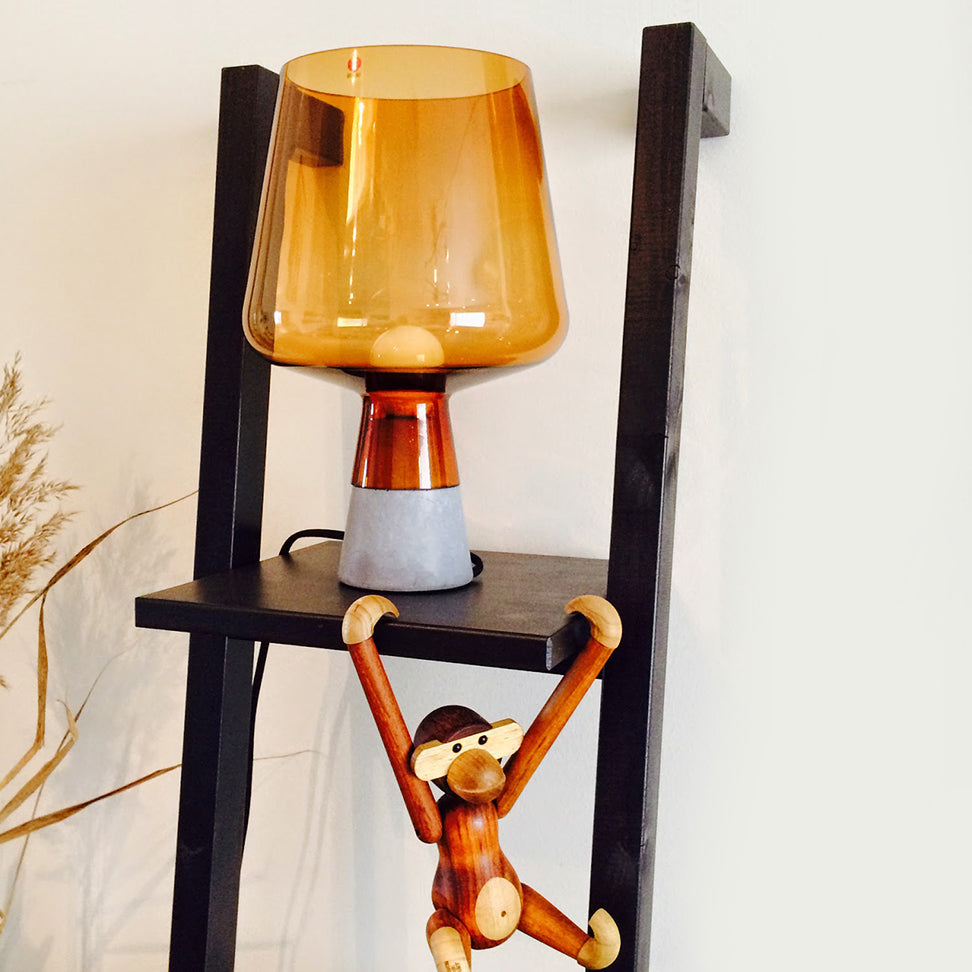 Open-Top Table Lamp Modern Grey/Brown/Clear Glass 1 Light Reading Night Table Light with Cement Base, 8"/10" Wide
