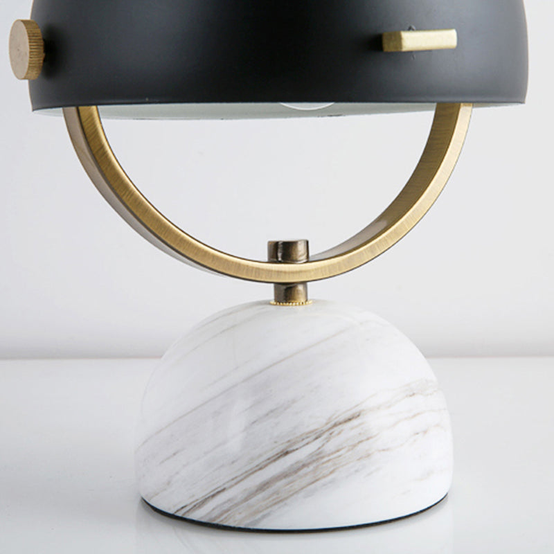 Black/Red Finish Domed Table Lamp Modern Style 1-Bulb Metal Table Light with Marble Base for Bedroom