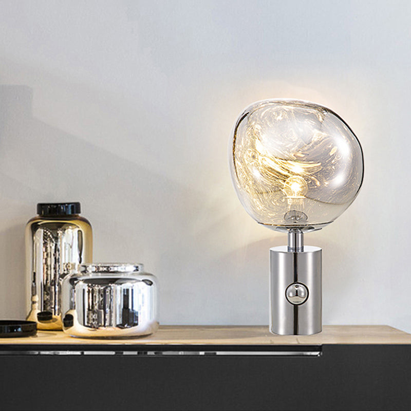 Accensione da tavolo fuso in stile modernista argento/vetro soffiato a mano 1 testa da soggiorno lampada da tavolo
