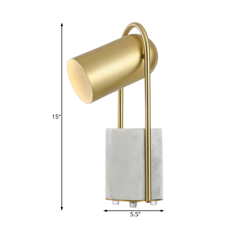 Lampe de table de nuance de cloche dorée style contemporain 1 ampoule de table métallique légère avec base en marbre