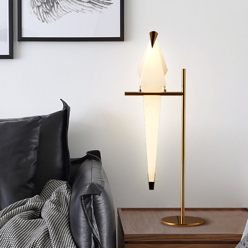 Lampada da tavolo per uccelli in plastica Stile contemporaneo 1 illuminazione da tavolo per finitura in oro chiaro per soggiorno