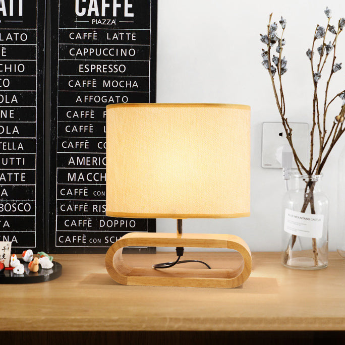 Tissu tambour lecture livre clair contemporain 1 lampe de bureau légère en blanc avec base en bois