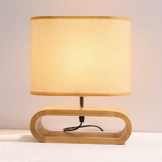 Tissu tambour lecture livre clair contemporain 1 lampe de bureau légère en blanc avec base en bois