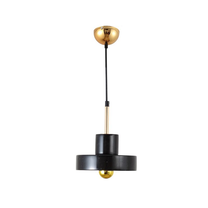 Lámpara colgante de tambor mármol contemporáneo 1 claro negro/blanco/rosa lámpara de techo colgante para dormitorio