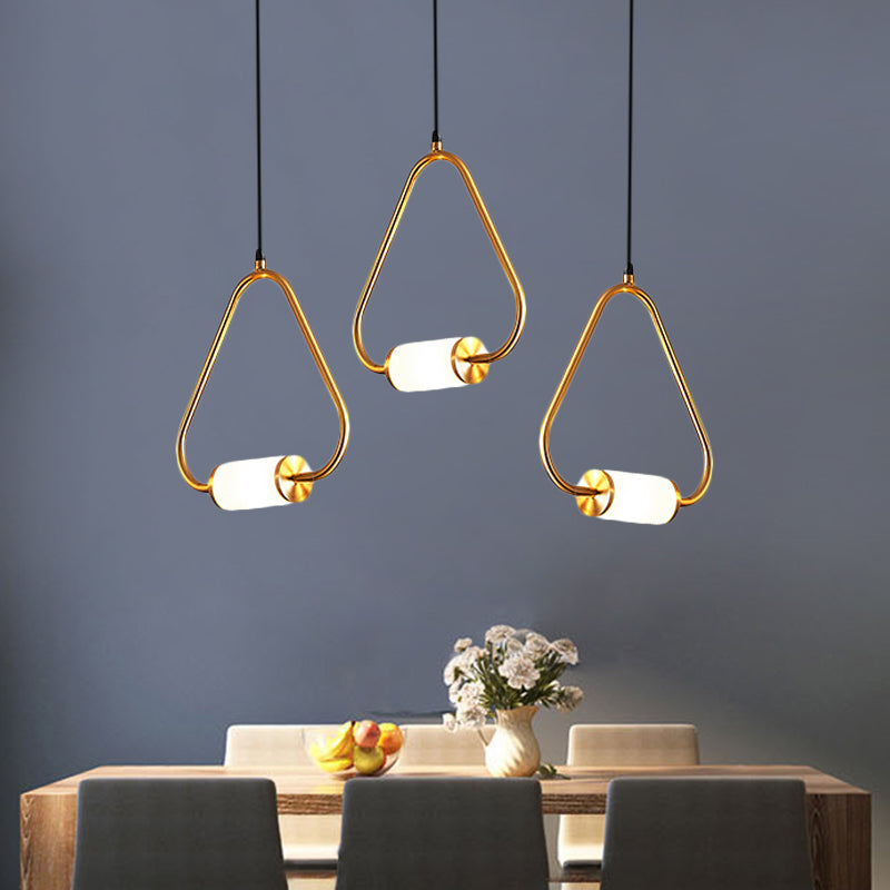 Luz colgante colgante LED de estilo simple con tono de lámina de sombra de cilindro de vidrio blanco