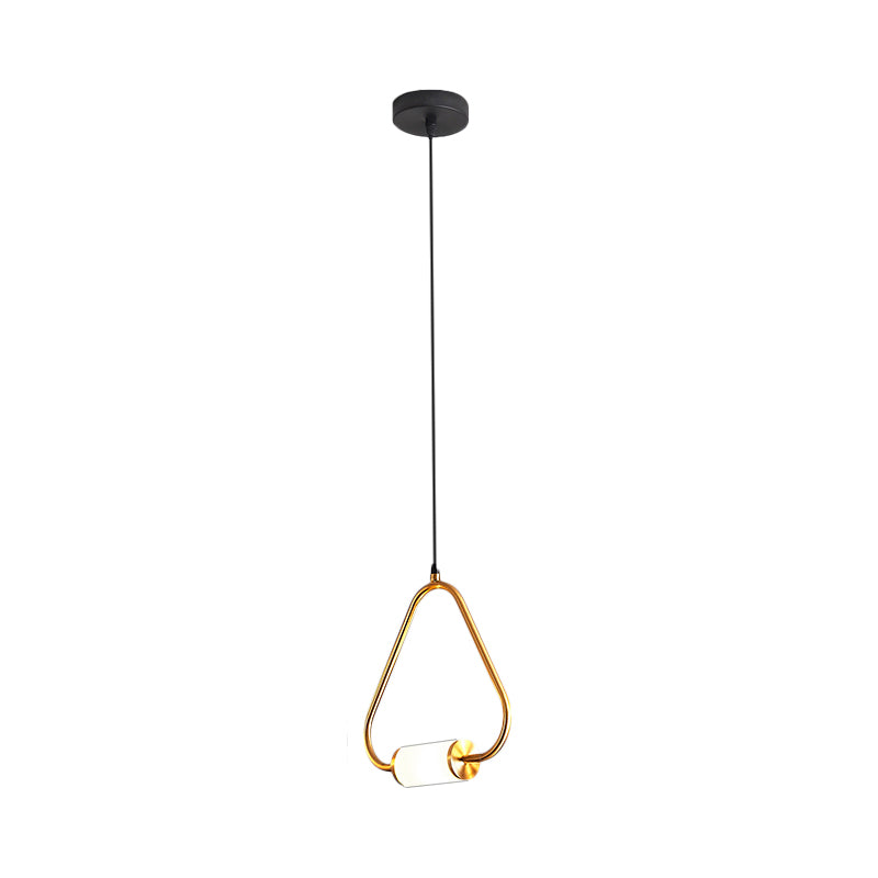Luz colgante colgante LED de estilo simple con tono de lámina de sombra de cilindro de vidrio blanco