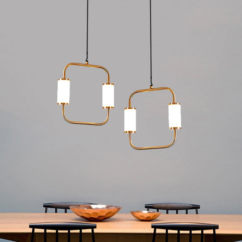 Luz colgante colgante LED de estilo simple con tono de lámina de sombra de cilindro de vidrio blanco