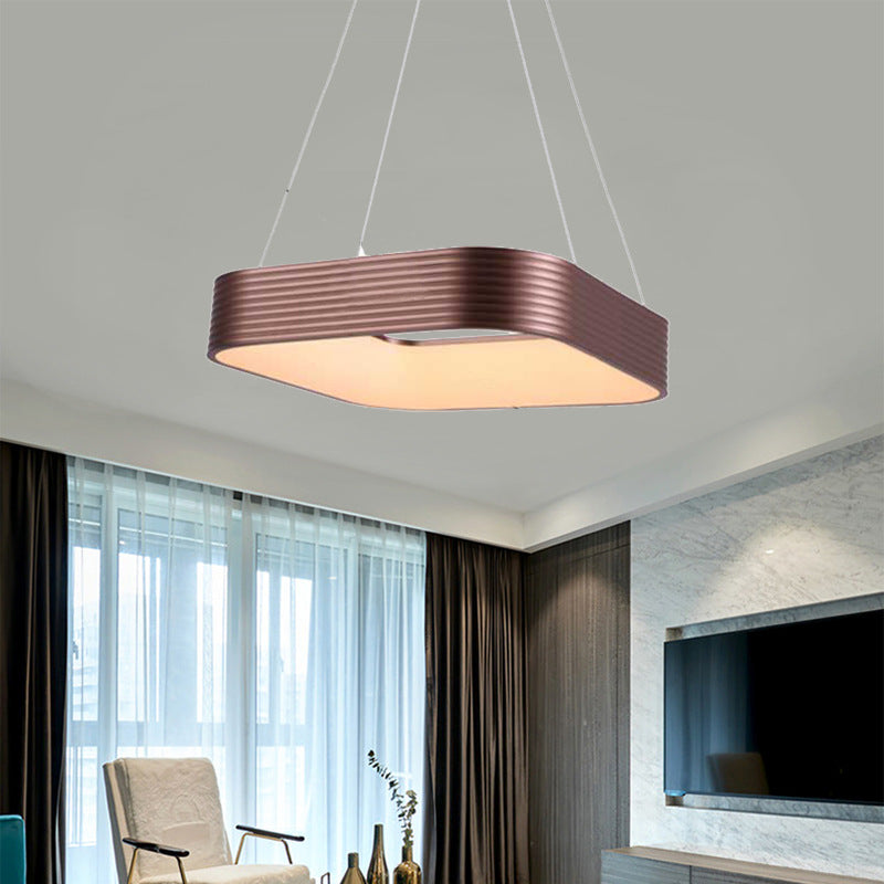 Colgante de suspensión cuadrada de oro rosa Costilización de metal LED contemporáneo Luz de techo colgante en tercera marcha, 18 "/23.5" de ancho