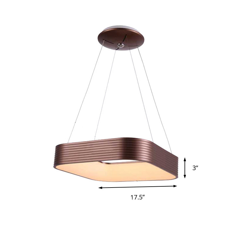 Colgante de suspensión cuadrada de oro rosa Costilización de metal LED contemporáneo Luz de techo colgante en tercera marcha, 18 "/23.5" de ancho