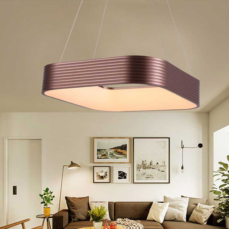 Colgante de suspensión cuadrada de oro rosa Costilización de metal LED contemporáneo Luz de techo colgante en tercera marcha, 18 "/23.5" de ancho