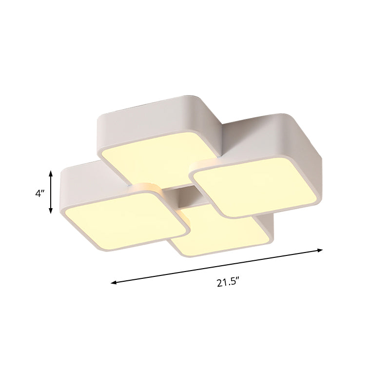 Diseño Cuadrado Vaciado de luz de techo Acrílico Modernista 4/6 Luces Acabado blanco Vaciado de luz fija en luz cálida/blanca