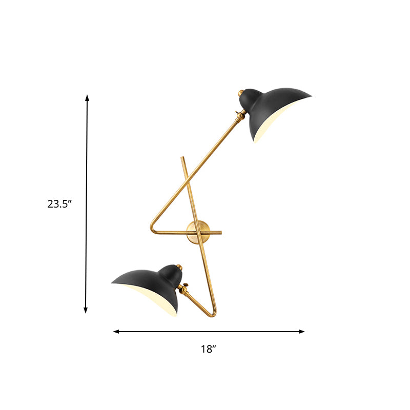 Metalen eendbill wandscheeftje Lamp Modernism Style 2 Lichten Wandlamp in het zwart voor woonkamer