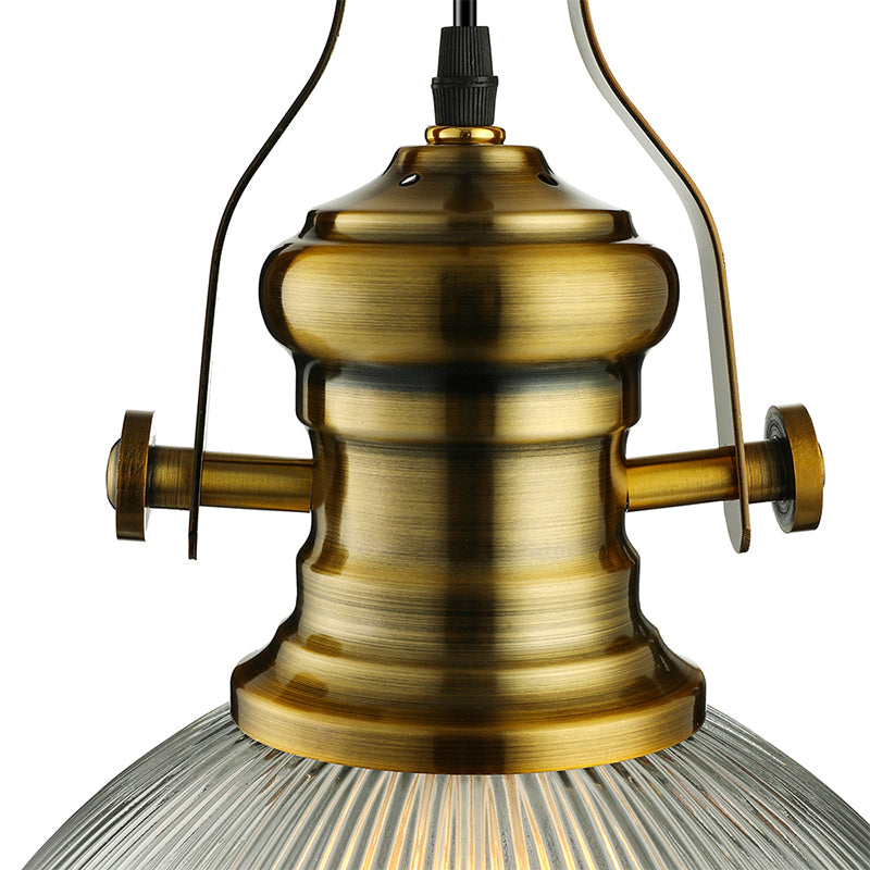 Pendre de dôme de 12 "/ 15" de largeur industriel 1 Verre clairs à la lampe suspendue en laiton pour salle à manger
