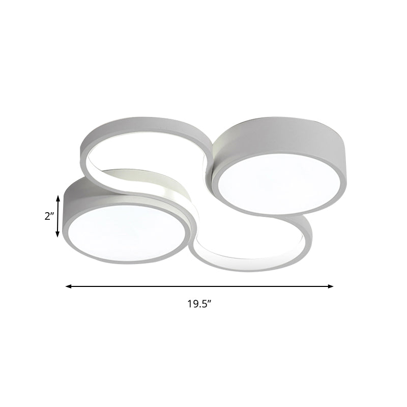 Black/White Circular Flush Mount Lamp Contemporary LED 19.5"/23.5" W Ceiling Flush with Acrylic Shade for Bedroom in Warm/White