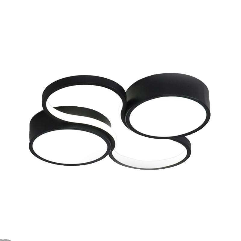 Black/White Circular Flush Mount Lamp Contemporary LED 19.5"/23.5" W Ceiling Flush with Acrylic Shade for Bedroom in Warm/White