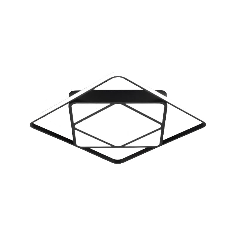 Rhombus Flush Mount Ceiling Light Modern Metal White / Black LED Ceiling Lamp for Bedroom in Warm / White, 18 "/23.5" Wide
