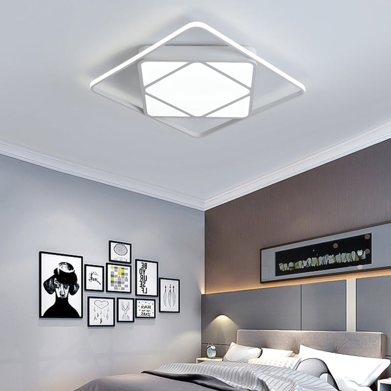 Rhombus Flush Mount Ceiling Light Modern Metal White / Black LED Ceiling Lamp for Bedroom in Warm / White, 18 "/23.5" Wide