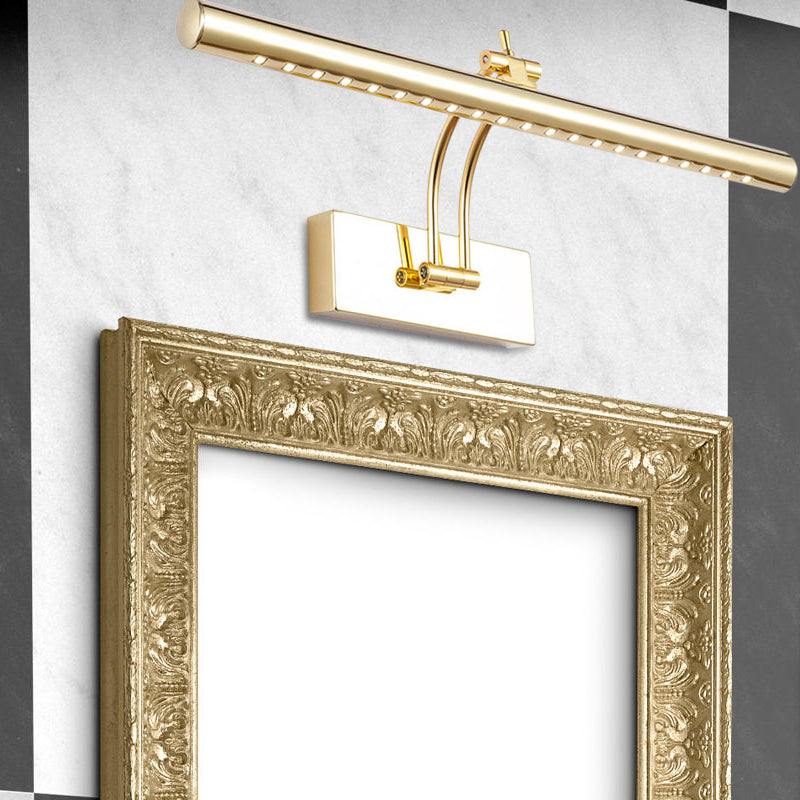 Lampada montata a parete da bagno a LED con sfumatura in metallo tubolare cromo/oro, illuminazione da vanità, largo 16 "/21,5"