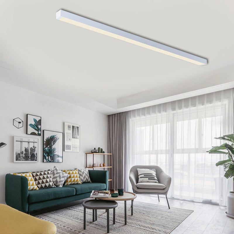 Plafonnier encastré linéaire en métal, éclairage de salon, 23.5 "/35.5"/47 "de large, plafonnier Led blanc contemporain